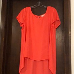 Sheer high low short sleeve shirt